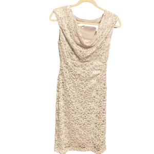 EUC cb established 1962 cream lace sequined  sleeveless dress -size 8